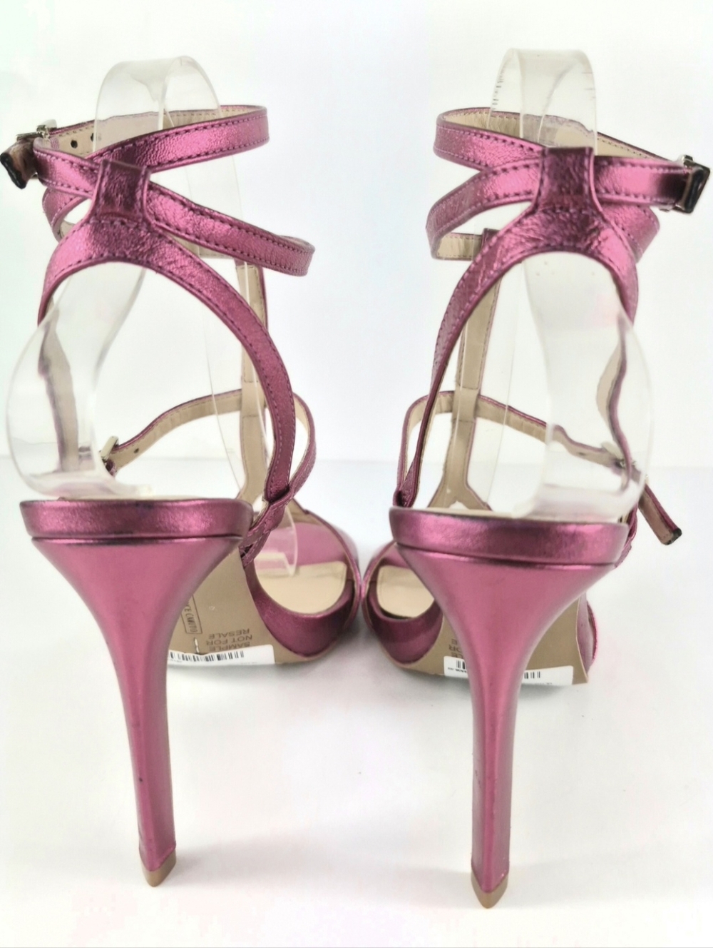 Sz 7 Vince Camuto Metallic Hot Pink Strappy Stilleto Sandals - Picture 7 of 11